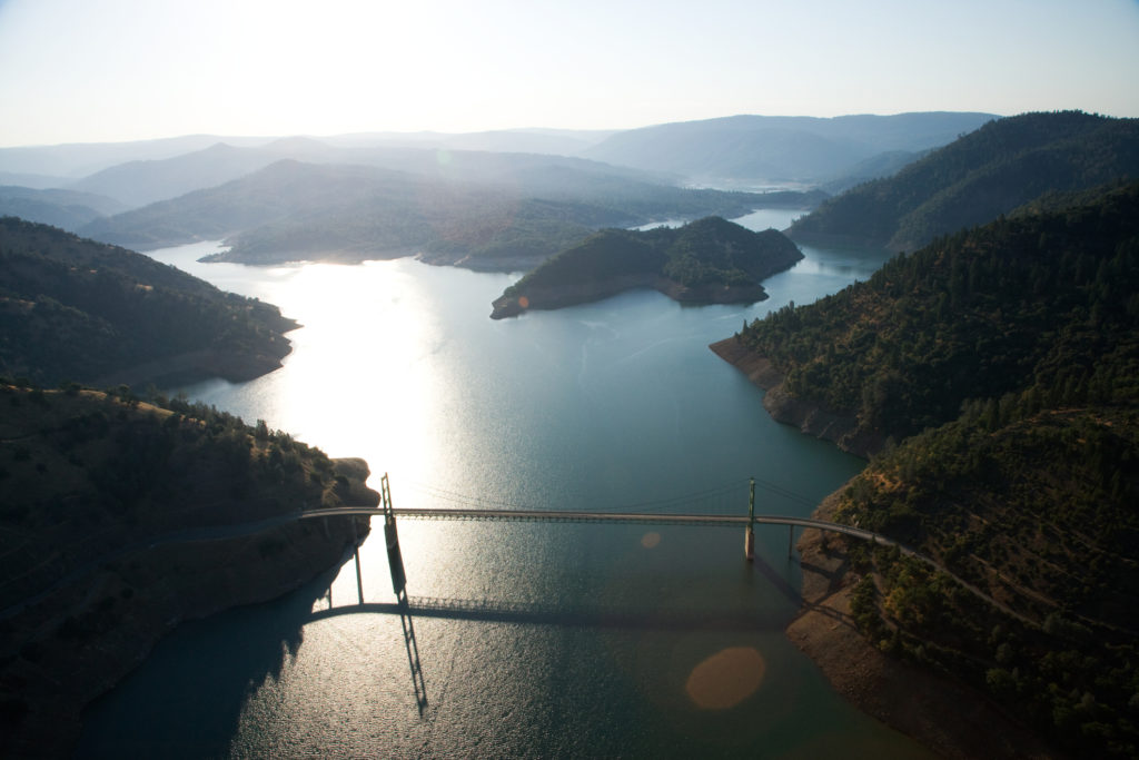 Aerial view of Lake Oroville.